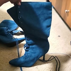Teal suede boots